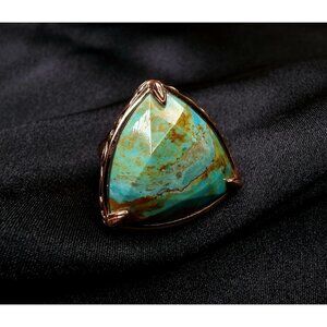 Genuine Turquoise Copper Ring Barse Thailand Size 6.5 Triangle